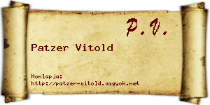 Patzer Vitold névjegykártya